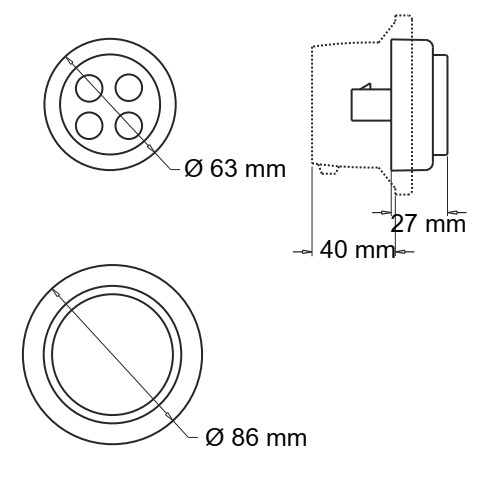 FARO TRASERO LED BAIML 3040 63MM (4 LED) UNIPOLAR BIVOLTAJE AMBAR